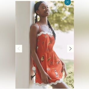 NWT retail $98 size M #Anthro CELANDINE Linen blend scalloped mini dress.